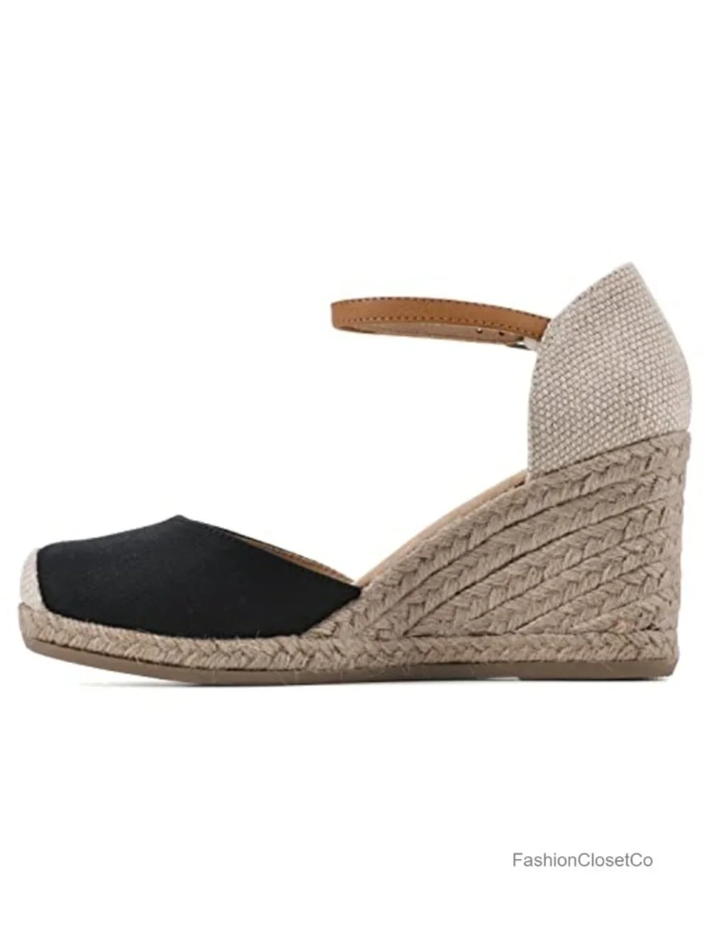 Espadrille Wedge Sandal with Cushioned Insole and Adjustable Ankle Buckle